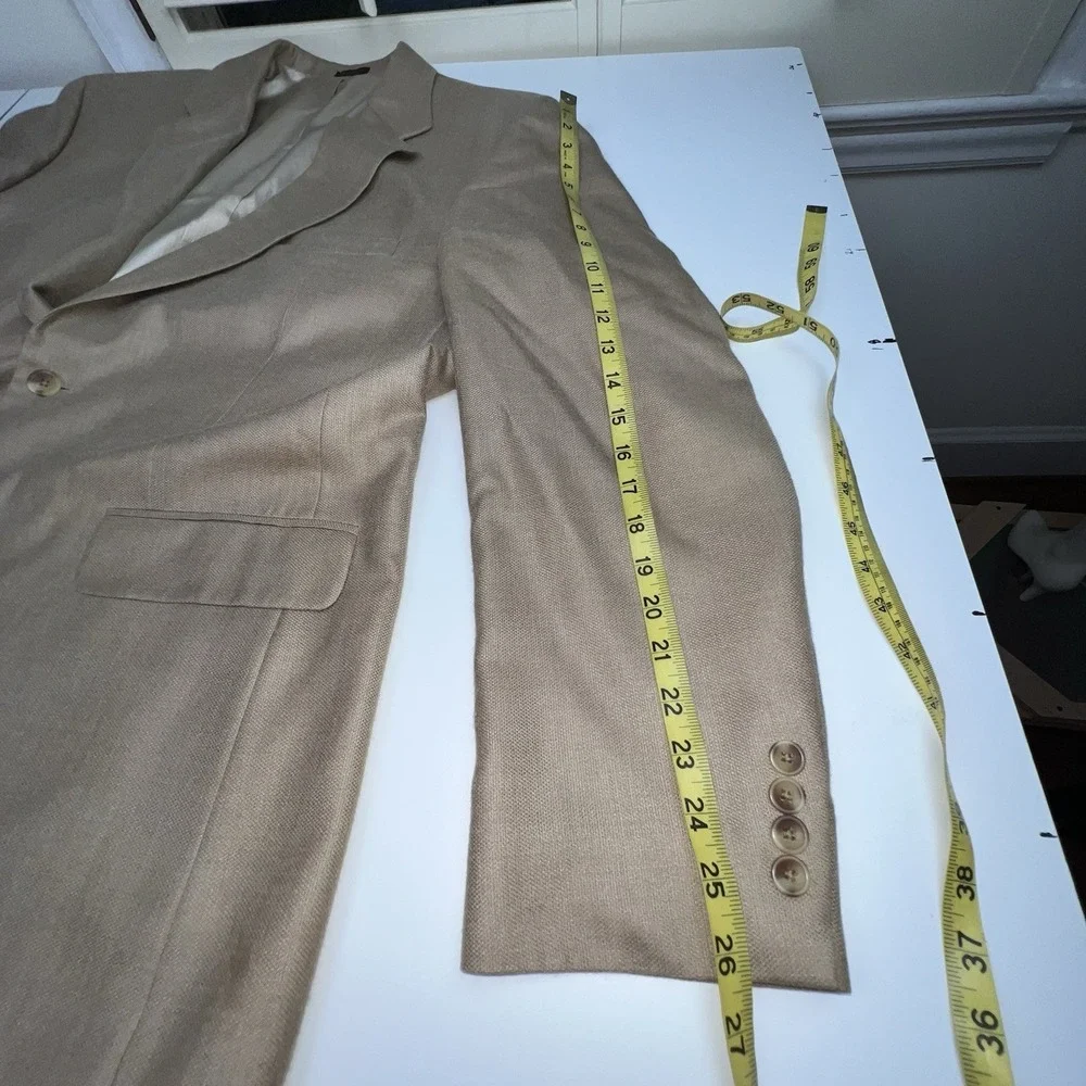 Meeting Street Men's Tan Silk and Wool Blend Tan Blazer 46L